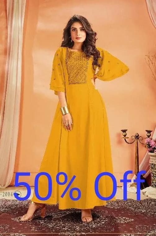 Regal marigold anarkali gown from Visista Stylez